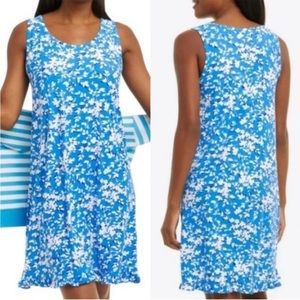 NWT Draper James Blue White Floral Dress Stretchy Soft Sleeveless Small Medium